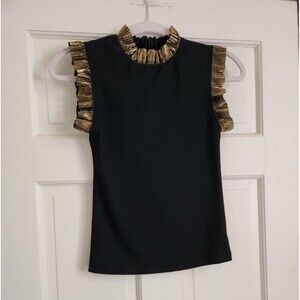 Magic Tailgate Football Witch Goblin Sparkle City Black Gold Ruffle High Neck  S